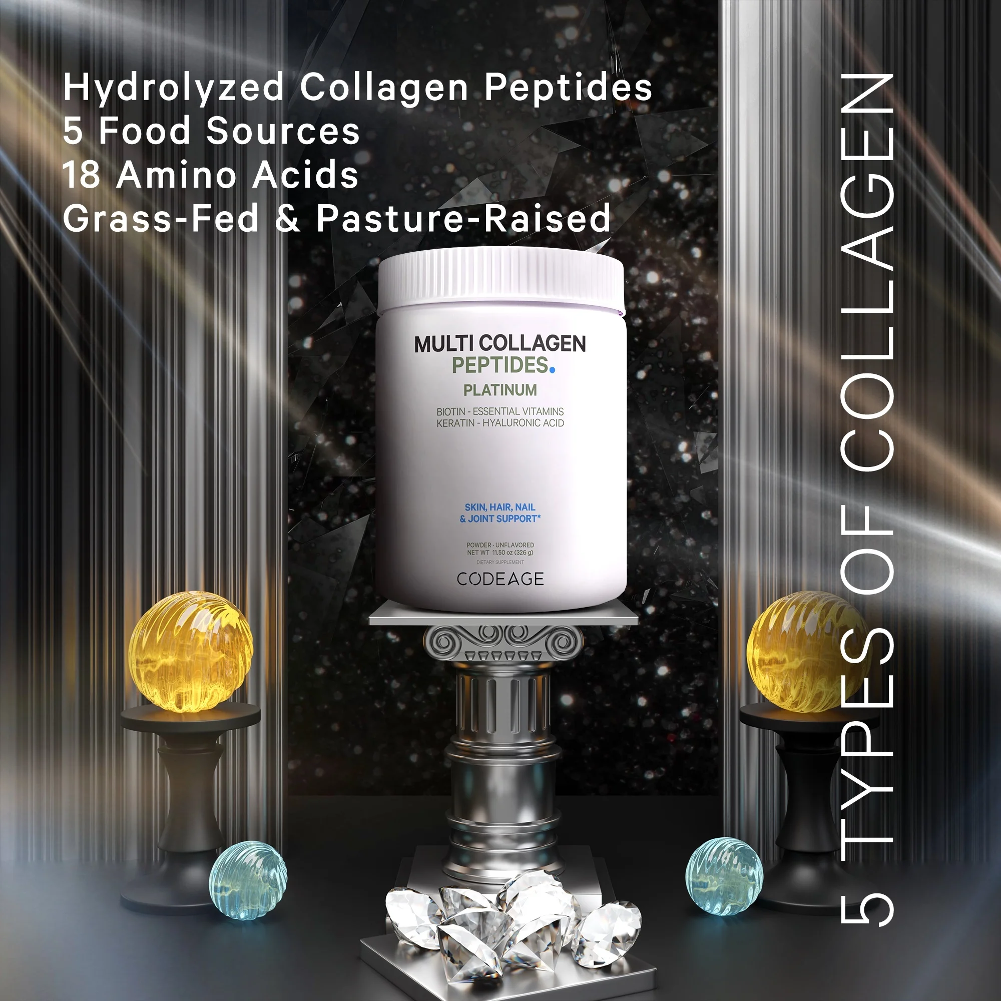 Codeage Platinum Multi Collagen Peptides Powder: The Ultimate Solution for Beautiful Hair, Skin & Nails